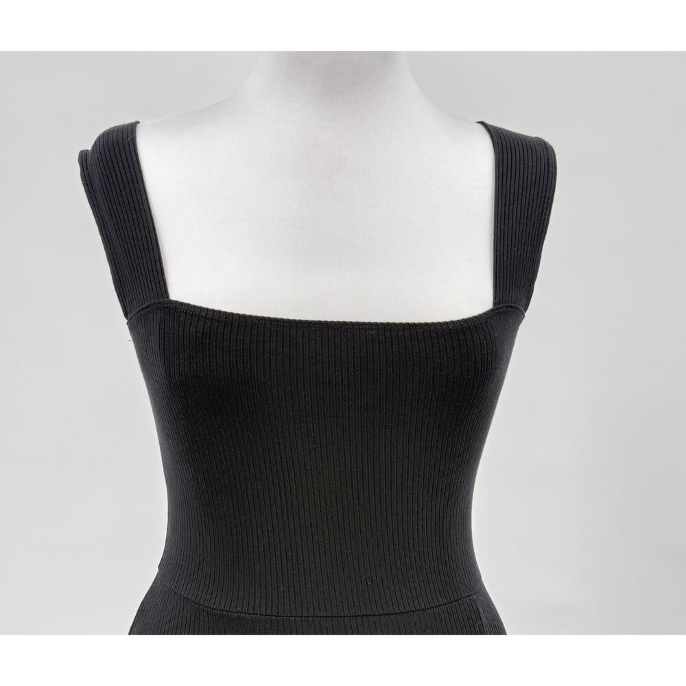 Reformation Cassi Knit Dress Small Black Ribbed Sleeveless Midi Slit Fitted Rib - Picture 2 of 12